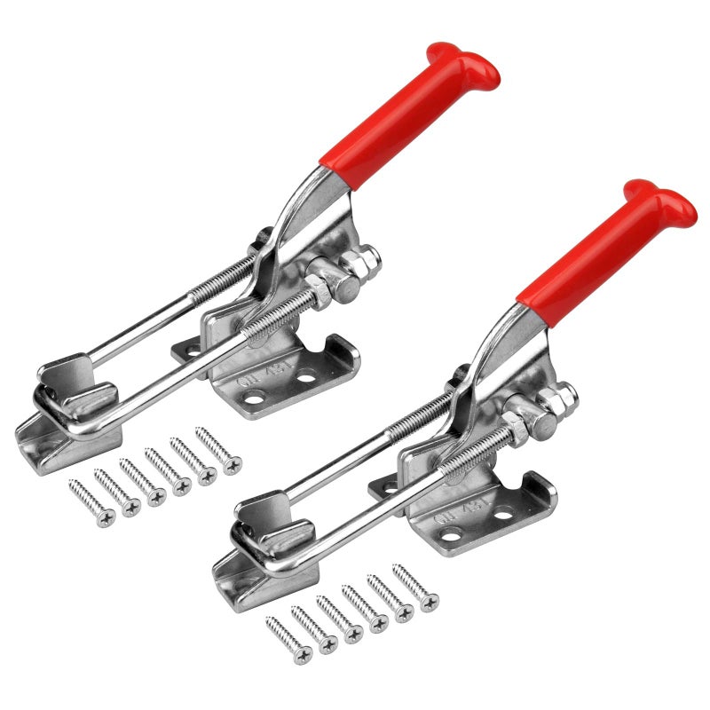 heneng 2 Pack Toggle Latch Clamp,304 Stainless Steel Adjustable Toggle Latches, 440 Lbs Load Capacity Quick Release Toggle Clamp,Total Length: 6-3/4" - Image 1